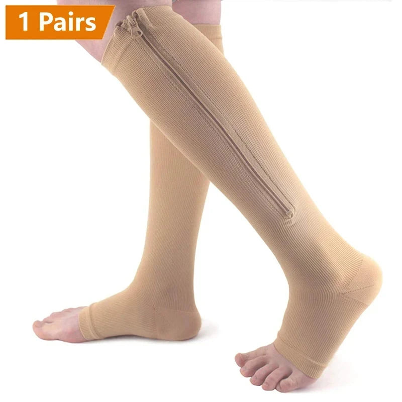 Manchons de Compression 15-20 mmHg – Fermeture Éclair, Sans Effort
