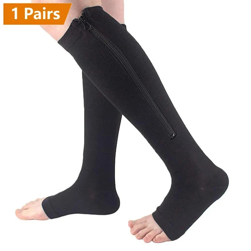 Manchons de Compression 15-20 mmHg – Fermeture Éclair, Sans Effort